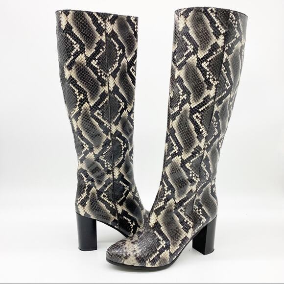 Dusano Womens Boots Size 37 Snakeskin Python Print Chunky Heeled Mobwife Retro - Picture 1 of 10